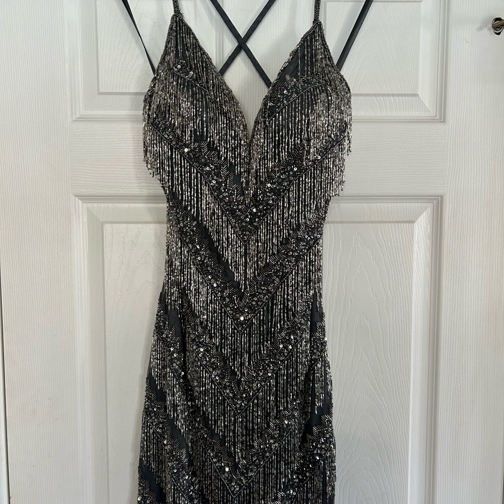 Elegant Silver Fringe Dress